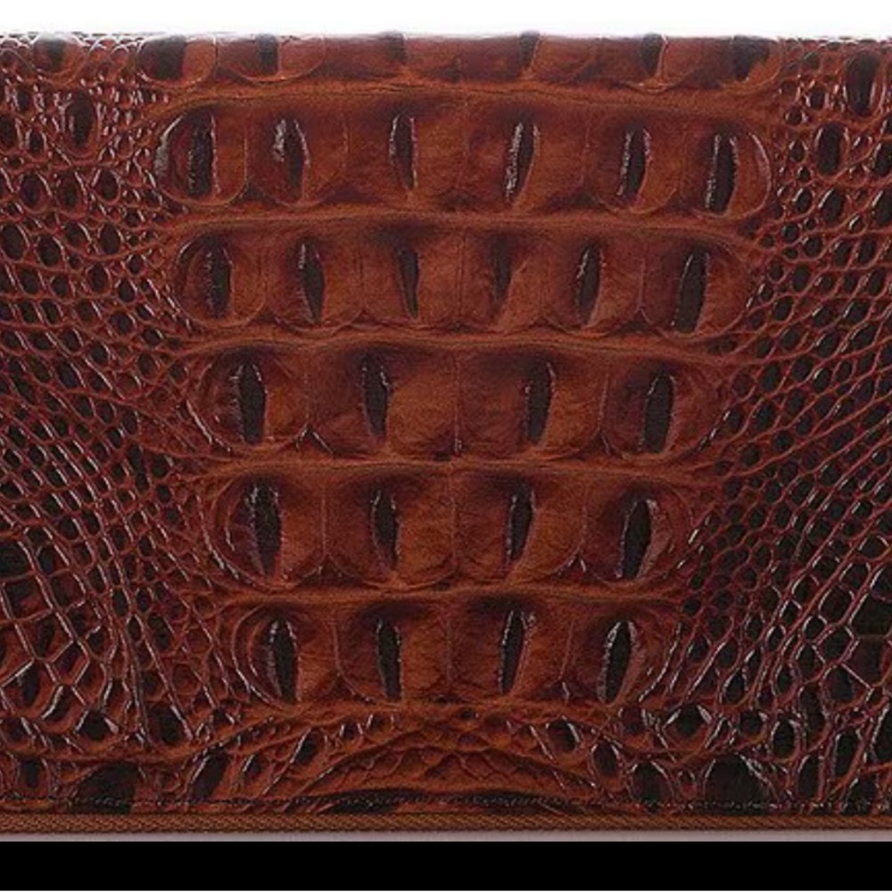 Brahmin Brown Crocodile Embossed Clutch Travel Wallet Without Wristlet